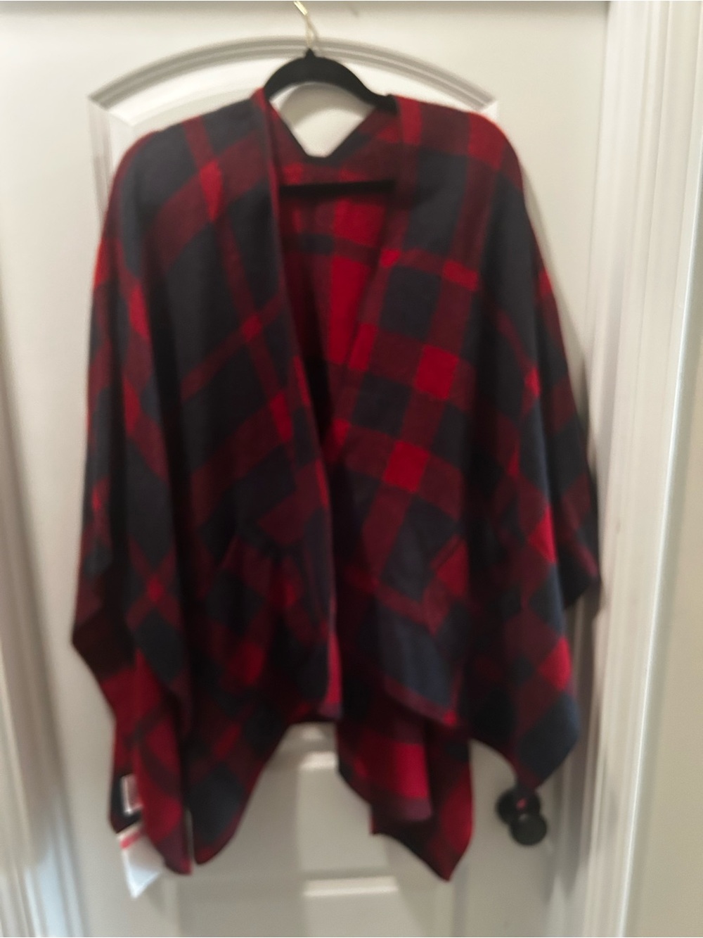 Panache Red and Navy Plaid Cape